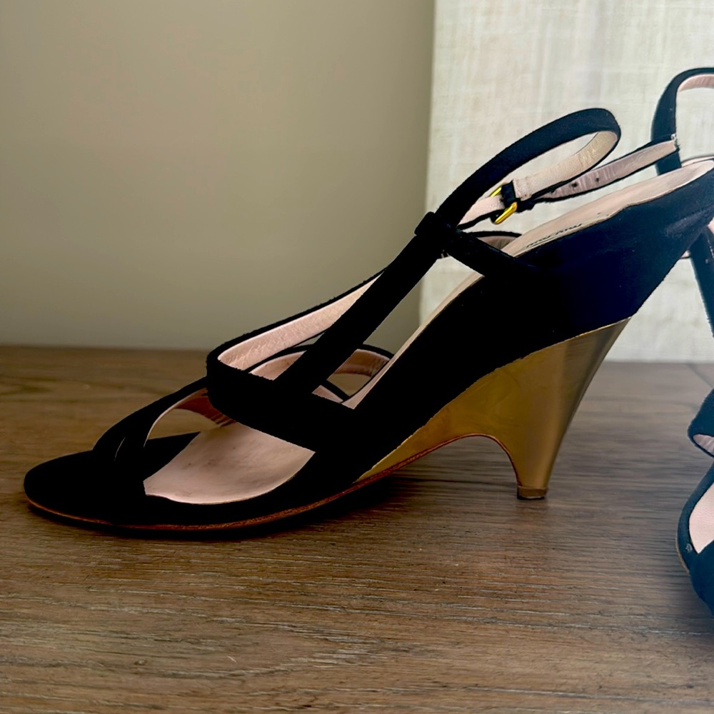 Miu Miu wedge gold heels sandals 38